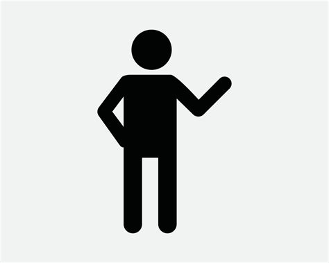 Stick Figure Waving Icon. Man Person Character Pose Gesture Show Point ...