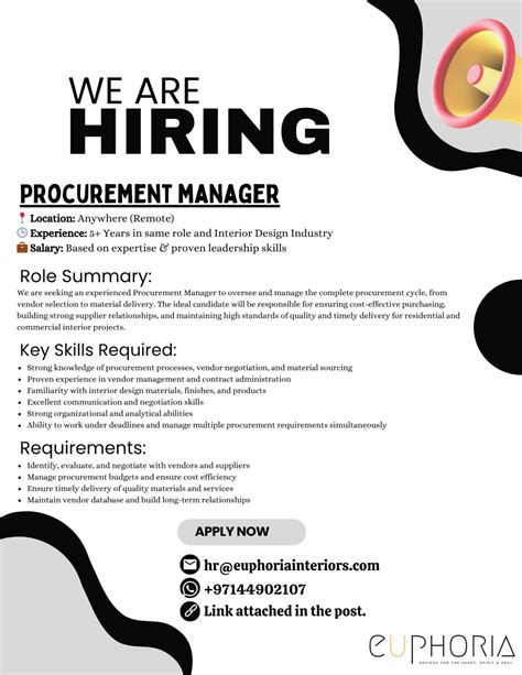 We Are Hiring – Procurement Manager 📍 Location: Anywhere (Remote) 🕒 ...
