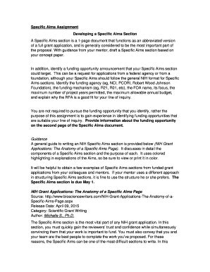 Fillable Online Specific Aims Assignment Fax Email Print - pdfFiller