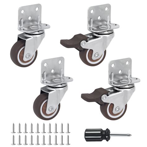 Side Mount Casters Set Of 4 With Brake 1 25inch | Desertcart INDIA