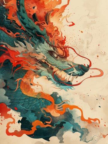 Fiery dragon illustration in watercolor style | Premium AI-generated image