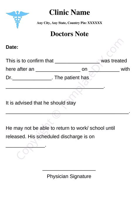 Printable Doctors Note For Free - Printable Calendars AT A GLANCE