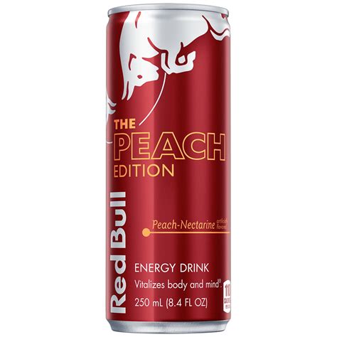 (4 pack) Red Bull Peach Edition Energy Drink, Peach Nectarine, 80mg ...