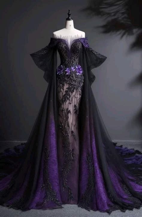 Black and purple wedding dress gothic wedding dress trumpet etsy – Artofit