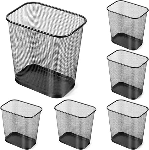 Amazon.com: 6 Pieces Mesh Square Trash Cans 4 Gallons Wire Wastebasket ...