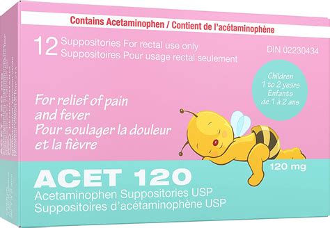 ACET Suppository for Fever & Pain 120mg - Fever Reducer Suppositories for Children (1-2 Years ...