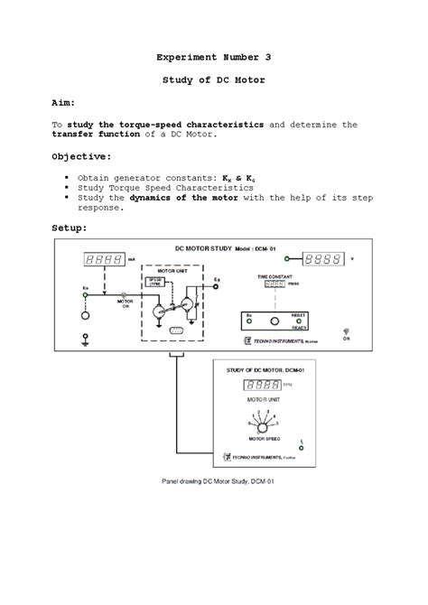 DC Motor Study: Torque-Speed Characteristics & Transfer Function - Studocu