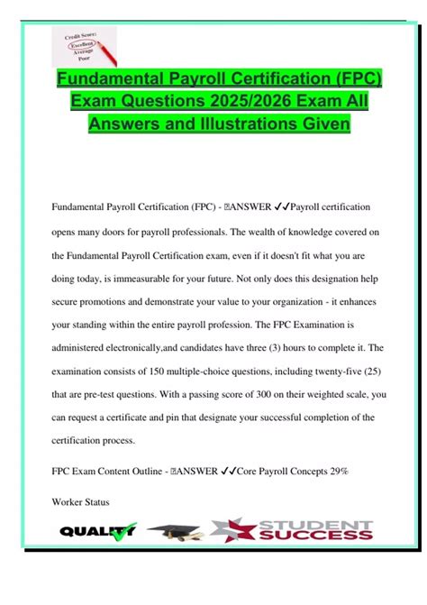 Fundamental Payroll Certification (FPC) 2025/2026 – 150+ Exam-Based ...
