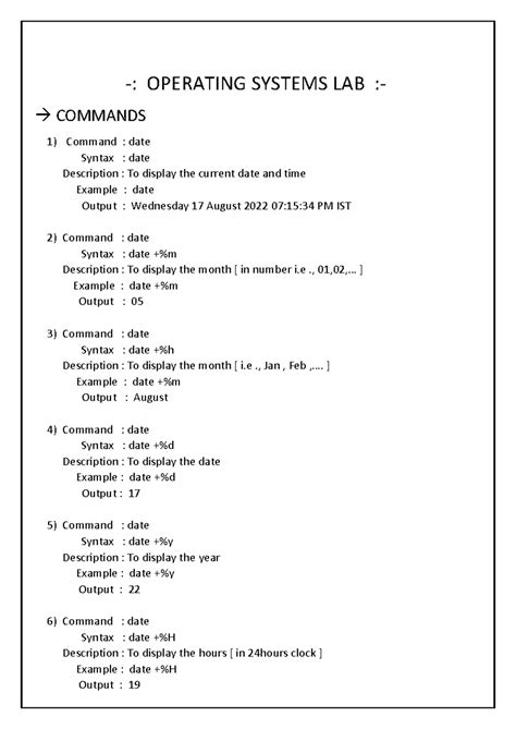 OS LAB Program merged - : OPERATING SYSTEMS LAB :- COMMANDS 1) Command ...