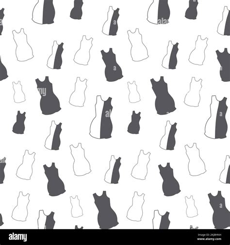 Endless pattern from outline short sleeve summer dresses in trendy gray ...