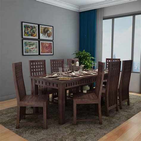 WOODNETIC Sheesham Wood Kuber Dining Table 8 Seater with Chairs for ...