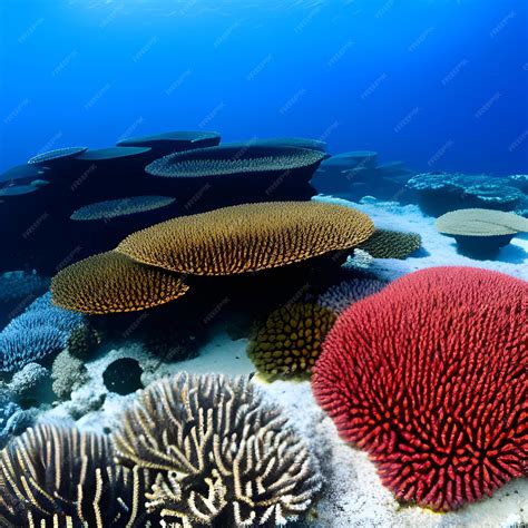 Premium Photo | A coral reef with a red and black coral and a red coral ...