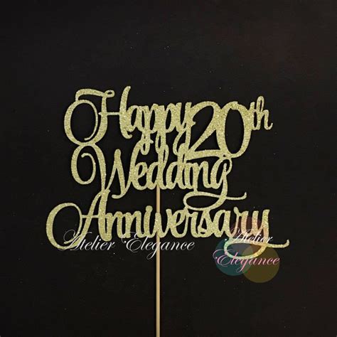 Happy 20th Wedding Anniversary Cake Topper