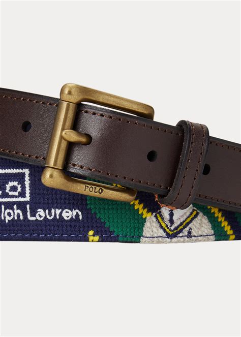 Polo Bear Striped Needlepoint Belt for Men | Ralph Lauren® CO