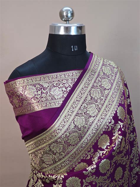Satin Katan Silk Jaal Banarasi Saree – Magenta with Gold Zari Jaal ...