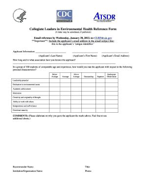 Fillable Online cdc Collegiate Leaders in Environmental Health ...
