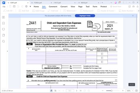 Instructions for How to Fill in IRS Form 2441