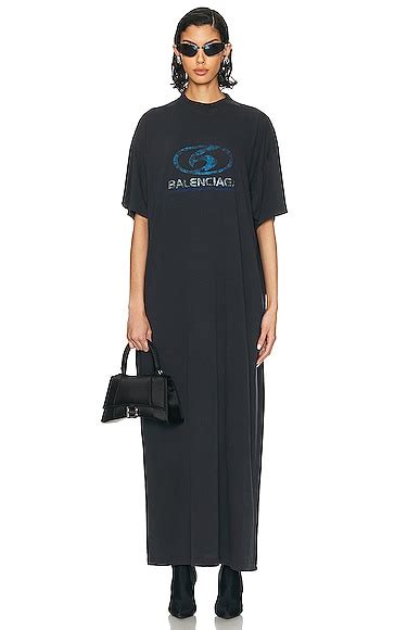 Balenciaga Maxi T-shirt Dress in Faded Black & Blue | FWRD