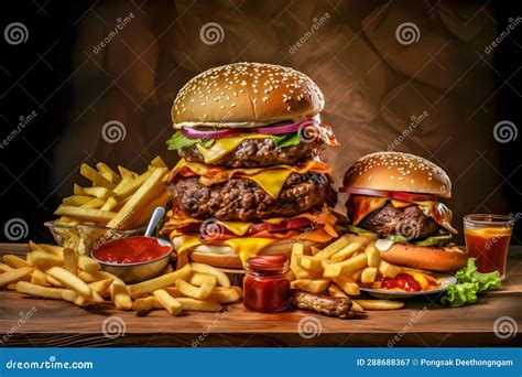 Useless Junk Food Piled Up on the Table. Created Using Generative AI Stock Image - Image of ...