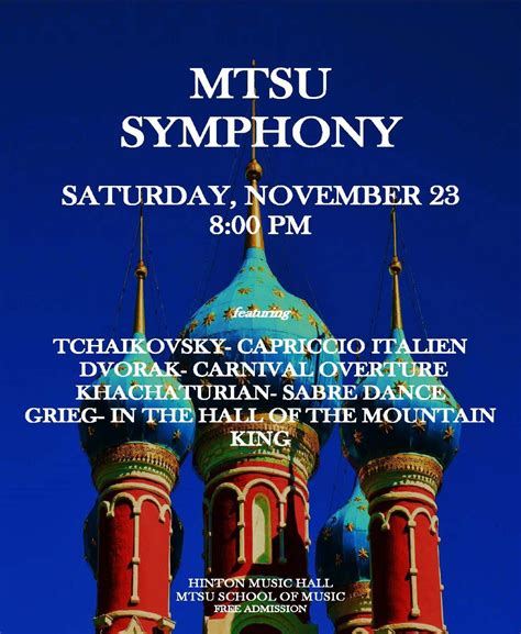 MTSU Symphony Concert, Hinton Music Hall, MTSU School of Music ...