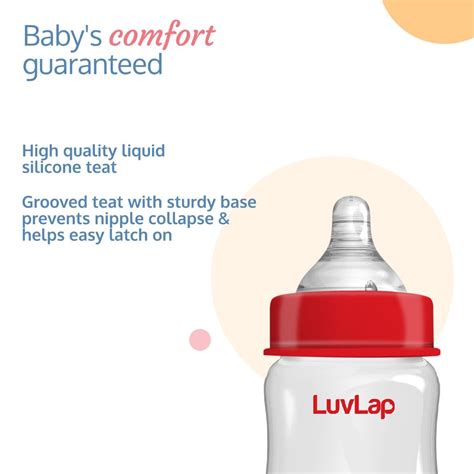 LuvLap Wide Neck Natura Flo Baby Feeding Bottle (Plain) 150ml (Pack of 2)