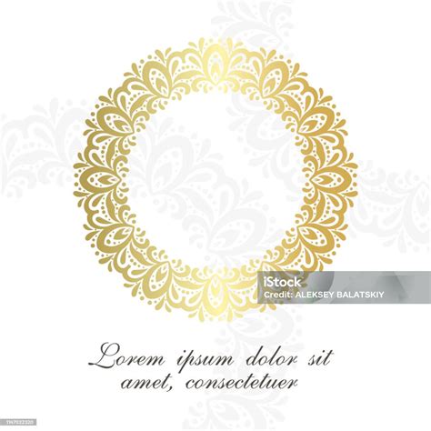 Golden Circle Decor Elegant Ornamental Emblem On The White Background ...