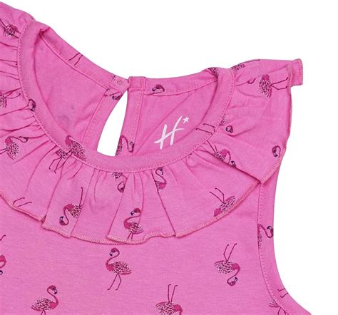 H by Hamleys Girls Short Sleeves Dress Flamingo Print-Pink