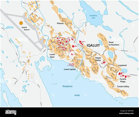 vector street map of Iqaluit, the capital of the Canadian territory ...