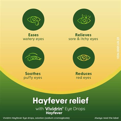 Vividrin Hayfever Eye Drops 10ml - Sodium Cromoglicate for Allergy Relief - Itchy, Watery Eyes ...