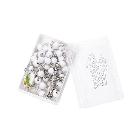 BESTPARTYFAVORS 12 Pcs Baptism San Judas Rose Scented Wood Rosaries ...