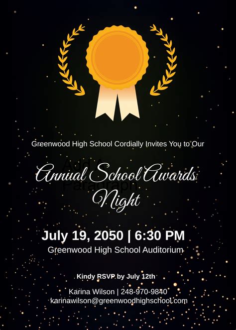 High School Awards Night Invitation Graduation Ceremony Invitation,