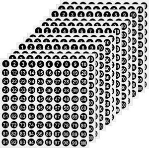 greencom 1.016 cm PK OF 10 Sheets 1-100 Round Number Stickers 0.4 INCH ...