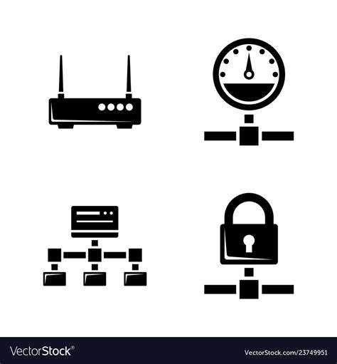 Computer network simple related icons Royalty Free Vector