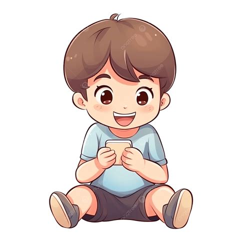 Niño Come Viendo Dibujos Animados En El Celular PNG ,dibujos Chico ...