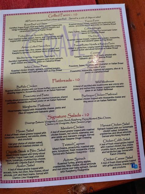 Menu at Crave Cafe, Sinking Spring
