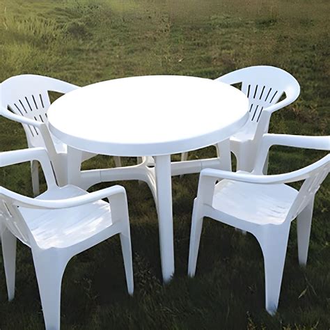 Waterproof Plastic Patio Dining Table with Umbrella Hole for Modern ...