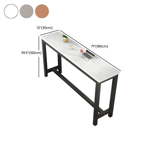 Modern Rectangle Manufactured Wood Top Bar Table with Black Steel ...