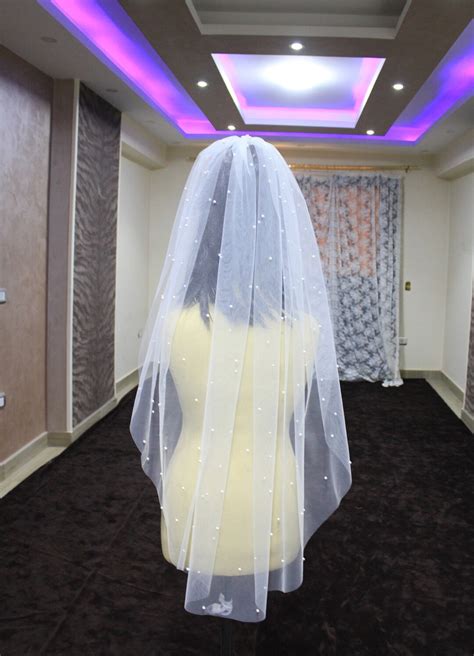 Bridal Pearls Veil, Pearls Cathedral Veil, Scattered Pearls Veil, White Beads Veil, Pearls ...