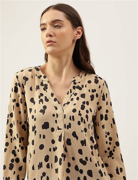 Buy Printed Mandarin Collar Top at Marks & Spencer