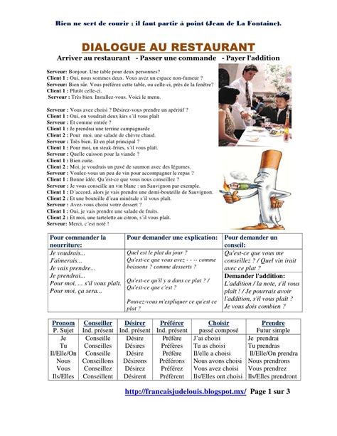 Dialogue au restaurant, clients et serveur | Learn french, Basic french words, French language