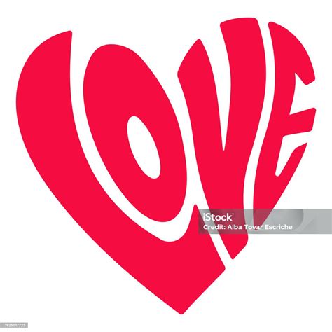 Love Word Heart Shape Bright Red Stock Illustration - Download Image ...