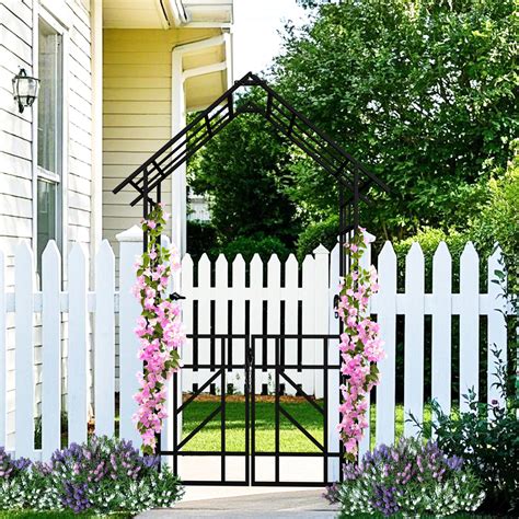 Winston Porter Black Metal Garden Arch, Gate, , Rose Vines, Galvanized ...