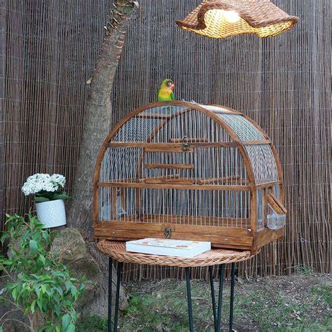 Wooden Bird Cage Large, Wooden, Highly Decorative Bird Cage Table