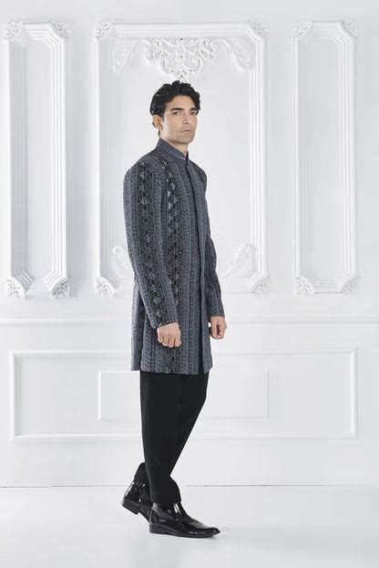 Navy Blue Embroidered Sherwani Set – Manish Malhotra
