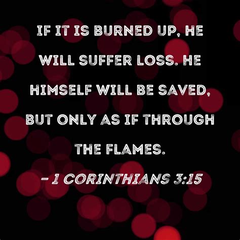 1 Corinthians 3:15 If it is burned up, he will suffer loss. He himself ...