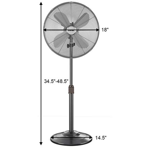 Buy COSTWAY Metal Pedestal Fan, 18-Inch Quiet Oscillating Standing Fan ...