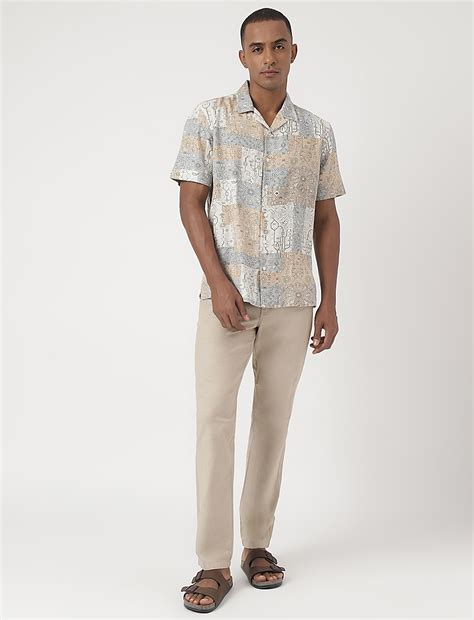 Buy Linen-Blend Bandana Cuban Collar Shirt at Marks & Spencer