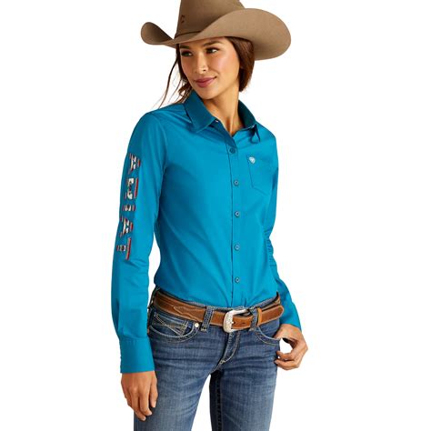 Ariat Women's Shirt 'TEAM Kirby' Stretch Long Sleeve Crystal Teal ...