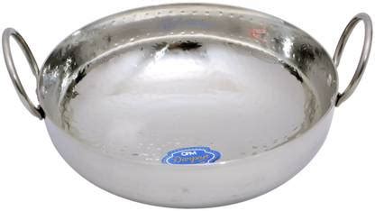 darpan Stainless Steel Deep-Fry Pan, Kadhai With Handle Kadhai 15 cm ...