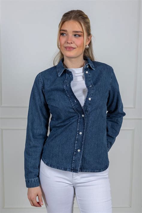 Selected Femme - Bea Noa Ls Fitted Denim Shirt Medium Blue Denim - Smuk